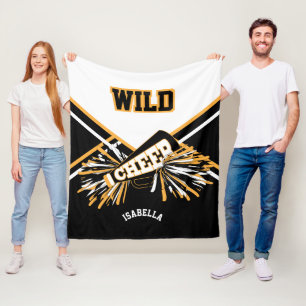 Custom -For a 📣 Cheerleader - White, Gold & Black Fleece Blanket