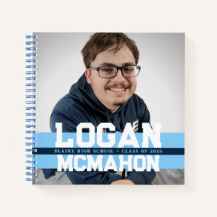 Custom for Brian Baby Blue & Navy Photo Graduation Notebook