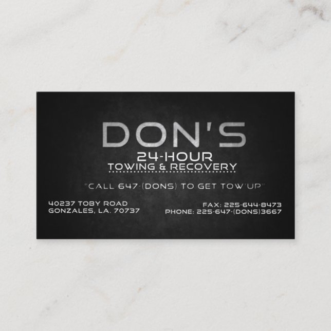 Custom for Don's Towing Business Card (Front)