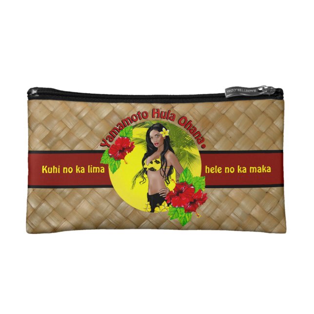 Custom For Yamamoto Hula Ohana Lauhala Bagettes Cosmetic Bag (Front)