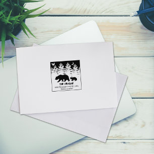Custom Forest Bear Family Return Address Rubber Stamp