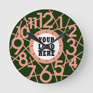 Custom Forest Green Geometric Wall Clock