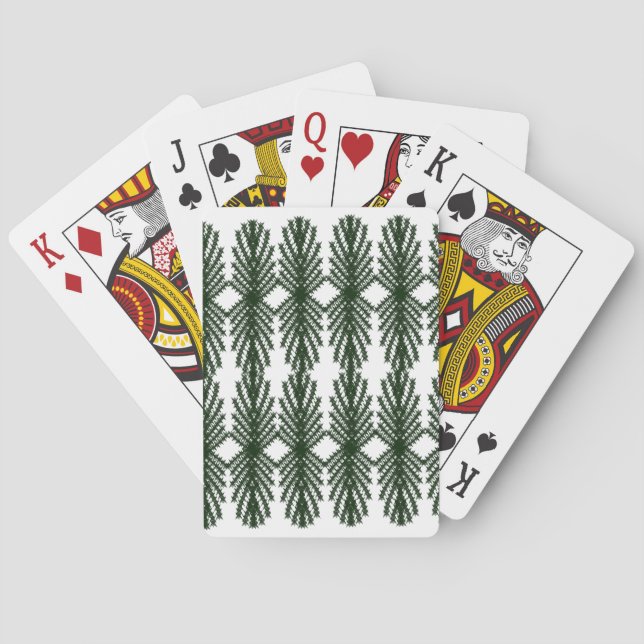 Custom Forest Green Pine Tree Abstract Pattern Playing Cards (Back)