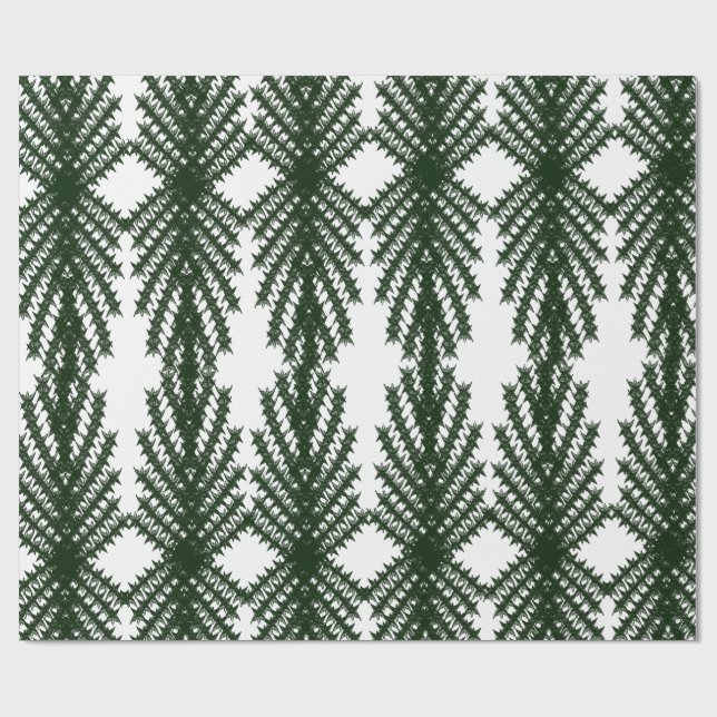 Custom Forest Green Pine Tree Abstract Pattern Wrapping Paper (Flat)