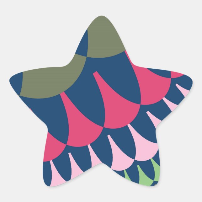 Custom Forest Green Pink Scales Star Stickers (Front)