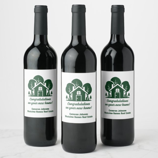 Custom Forest Real Estate Company Marketing Wine Label (Bottles)