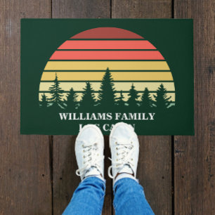 Custom Forest Sunset Green Trees Log Cabin Doormat