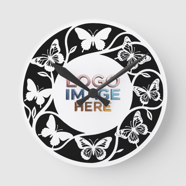 Custom Forest white Butterfly Wall Clock (Front)