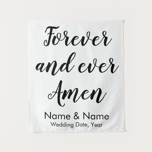 Custom Forever and Ever Amen Personalised Wedding Tapestry (Front)