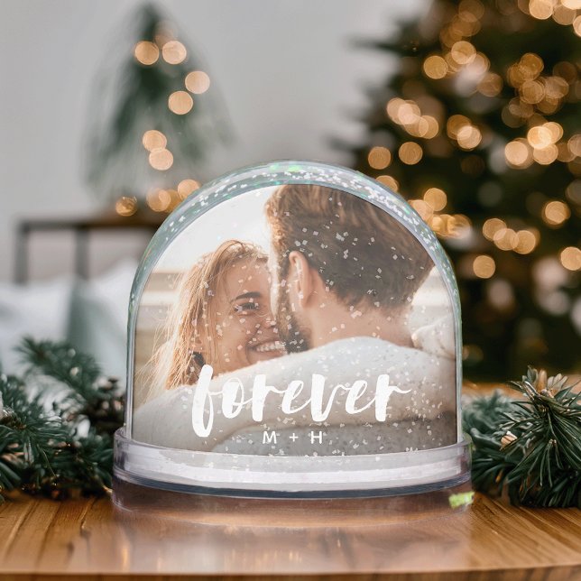 Custom Forever Photo Snow Globe with Initials (Creator Uploaded)