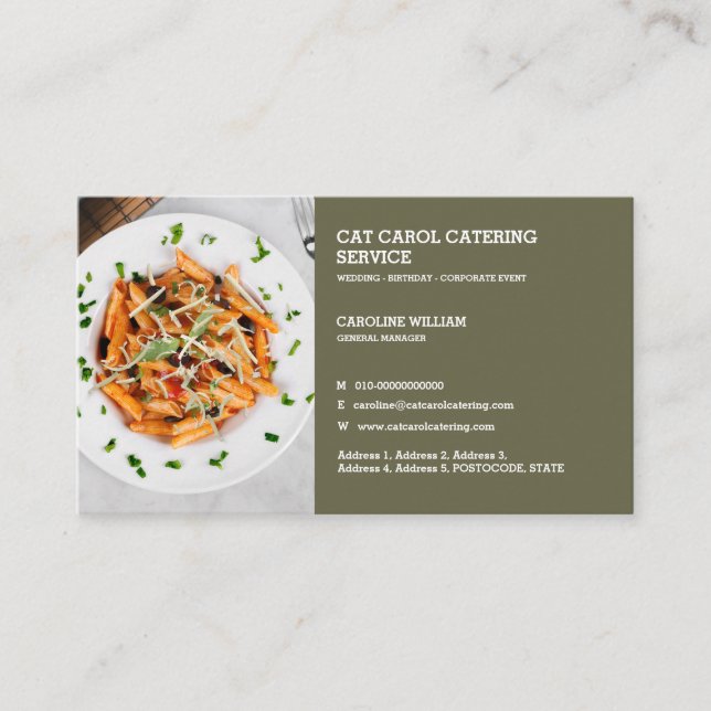 Custom Formal Food Business Catering Cooking  Business Card (Front)
