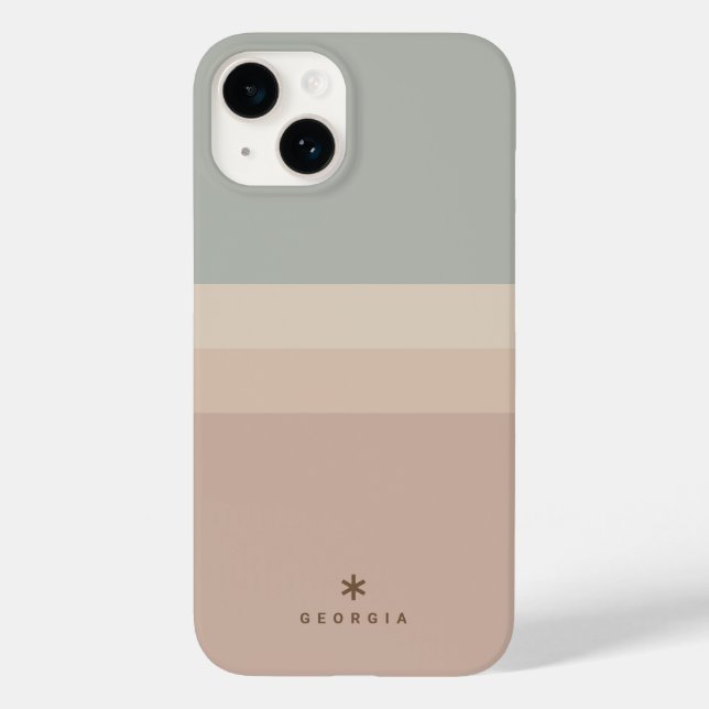 Custom Four Colour Block Rose Pink Teal Big Name Case-Mate iPhone Case (Back)
