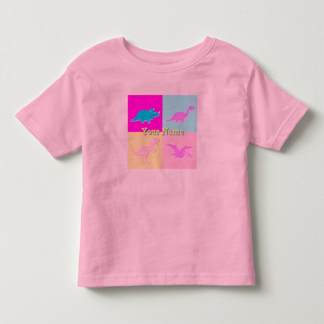 Custom Four Happy Cartoon Dinosaurs T-Shirt (Front)