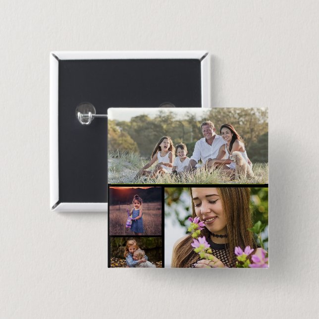 Custom Four Photo Button (Front & Back)
