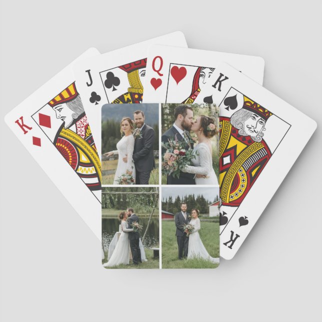Custom Four Photo Collage Playing Cards (Back)