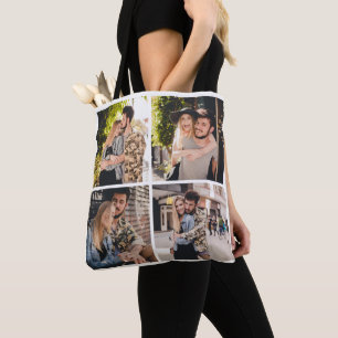 Custom Four Photo Collage Tote Bag