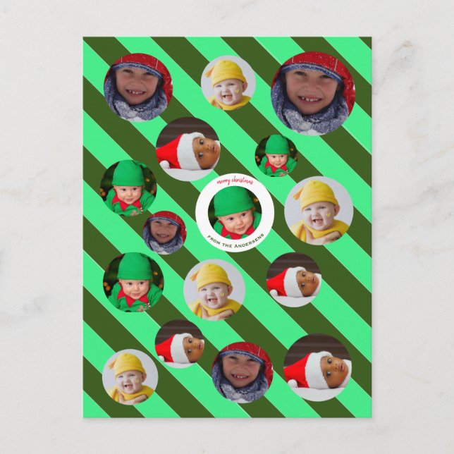 Custom Four-Photo 🎄 Festive Christmas Holiday Postcard (Front)