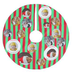 Custom Four-Photo 🎄 Holiday Christmas Brushed Polyester Tree Skirt