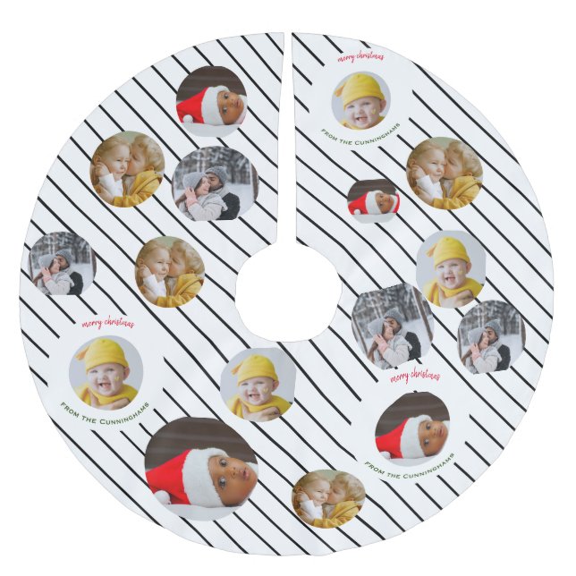 Custom Four-Photo 🎄 Holiday Christmas Brushed Polyester Tree Skirt (Front)