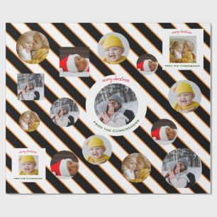 Custom Four-Photo 🎄 Holiday Christmas Gift Wrapping Paper