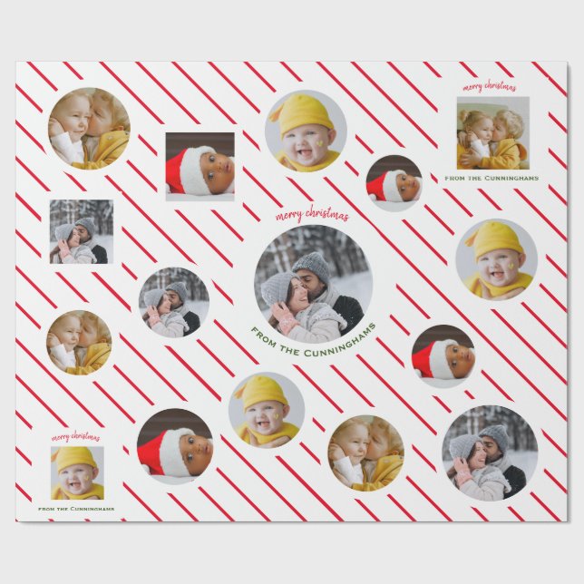 Custom Four-Photo 🎄 Holiday Christmas Gift Wrapping Paper (Flat)