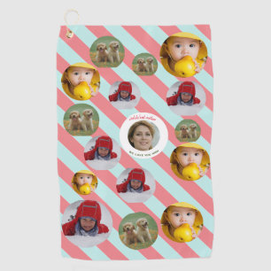 Custom Four-Photo 🎄 Holiday Christmas Golf Towel