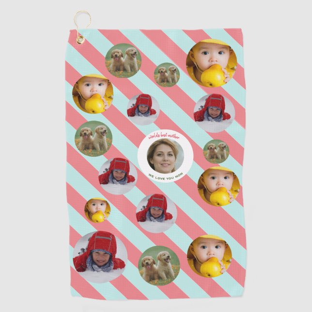 Custom Four-Photo 🎄 Holiday Christmas Golf Towel (Front)