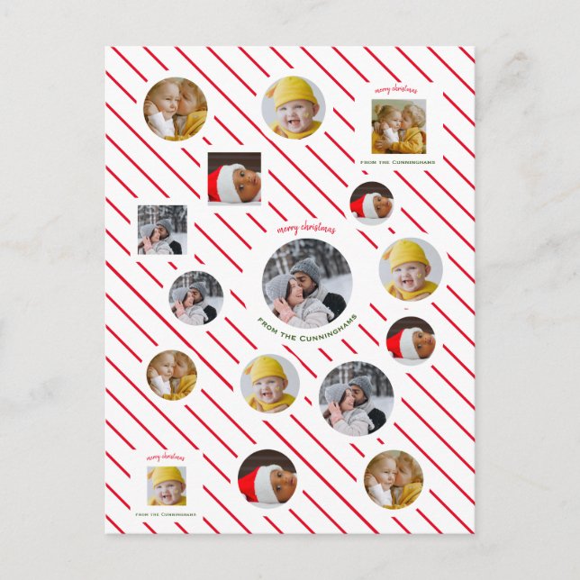 Custom Four-Photo 🎄 Holiday Gift Invitation Postcard (Front)