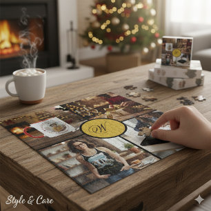 Custom Four Photo Monogram Design Perfect Jigsaw Puzzle