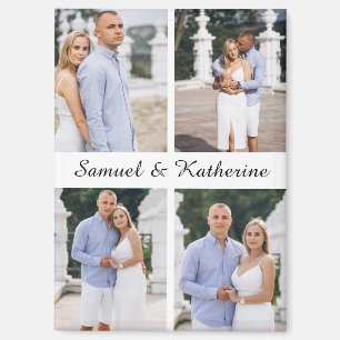 Custom Four Photo Romantic Keepsake with Names Magnet