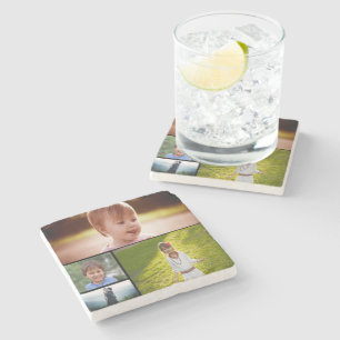 Custom Four Photo Stone Coaster