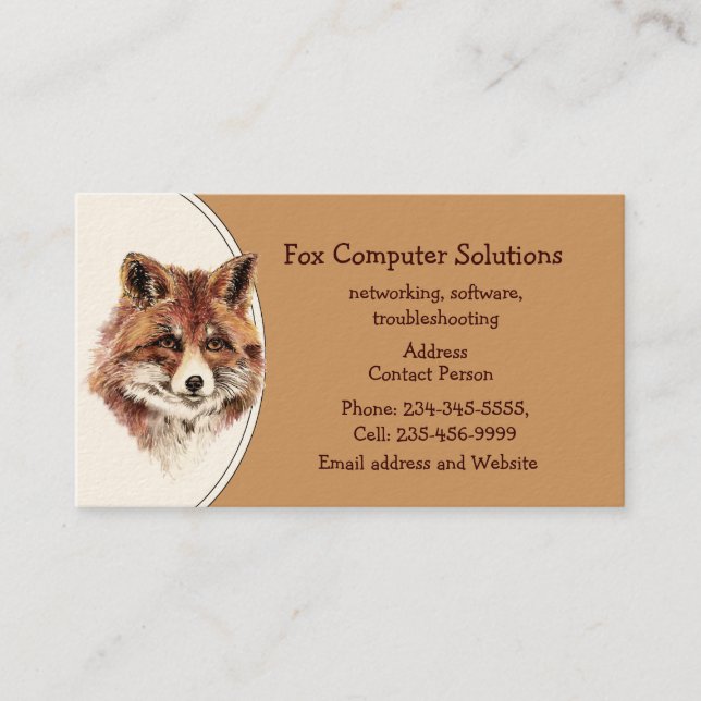 Custom Fox Computer Solutions Business Card (Front)