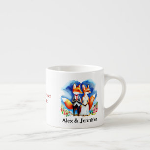 Custom Fox Couple Names Personalised Espresso Cup