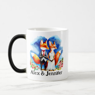 Custom Fox Couple Names Personalised Magic Mug