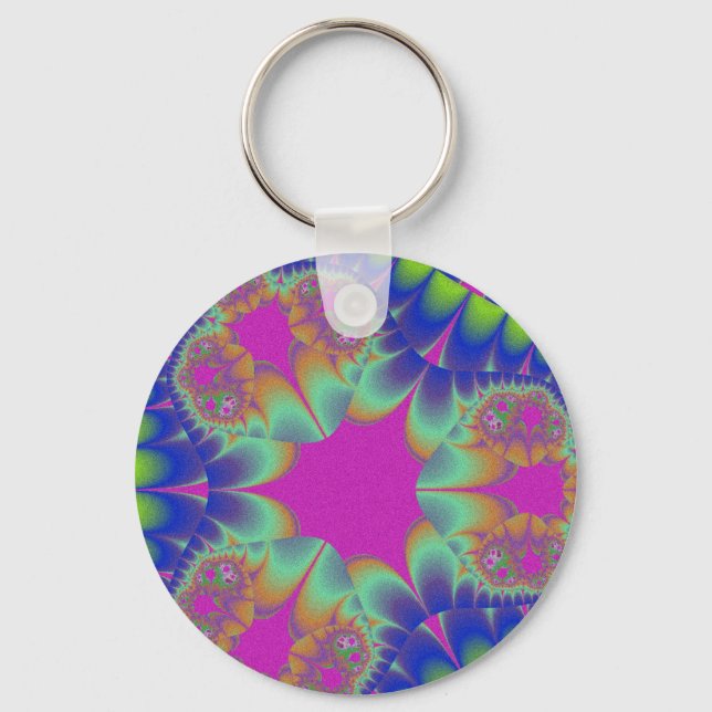 Custom Fractal Cactus Bloom Keychain (Front)