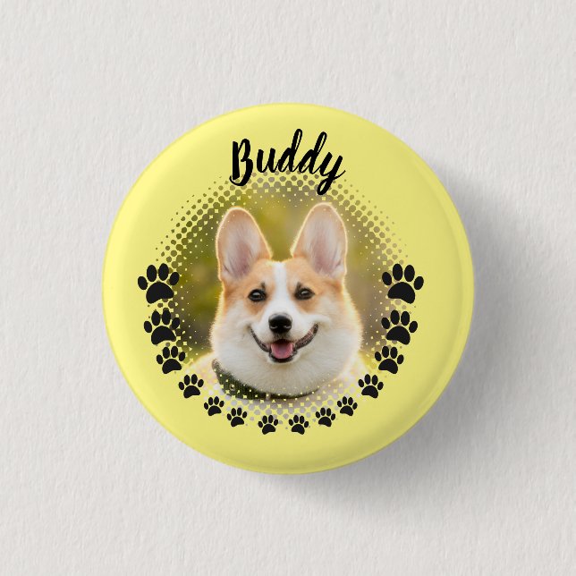 Custom Frame Dog Portrait Name 3 Cm Round Badge (Front)