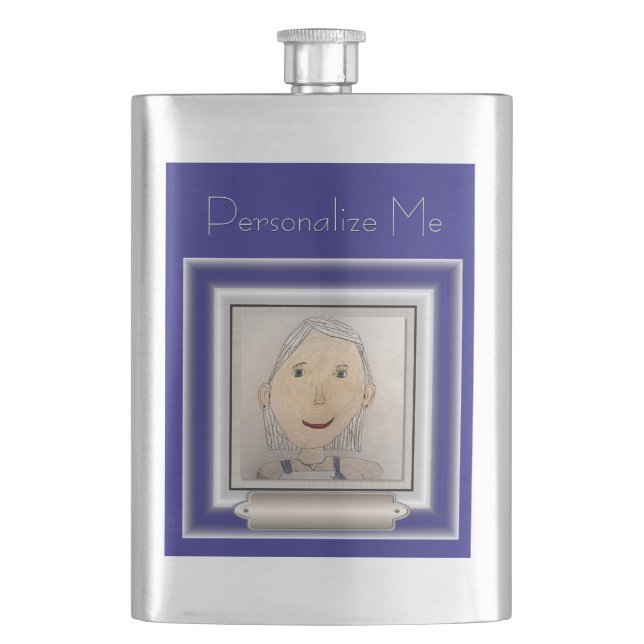 Custom Frame to Add Your Art Or Photo Hip Flask (Front)
