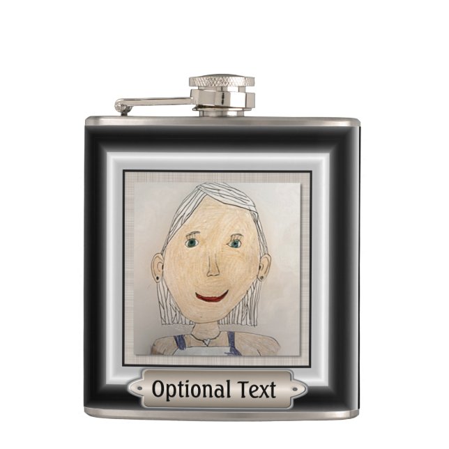 Custom Frame to Add Your Art Or Photo Hip Flask (Front)