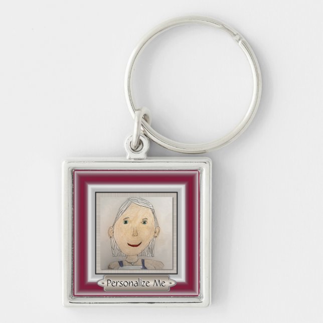 Custom Frame to Add Your Art Or Photo Key Ring (Front)