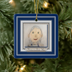 Custom Frame to Add Your Art Or Photo Pewter Ornam Ceramic Ornament