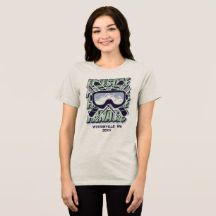 Custom Freestyle Skiing Location Date Name Tri-Blend Shirt