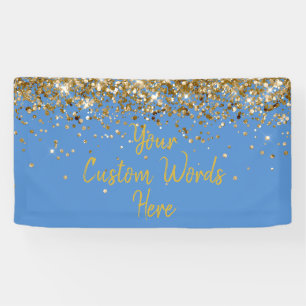 Custom French Blue Gold Customised Birthday Party Banner