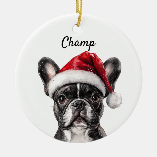 Custom French Bulldog Ceramic Tree Decoration (Front)