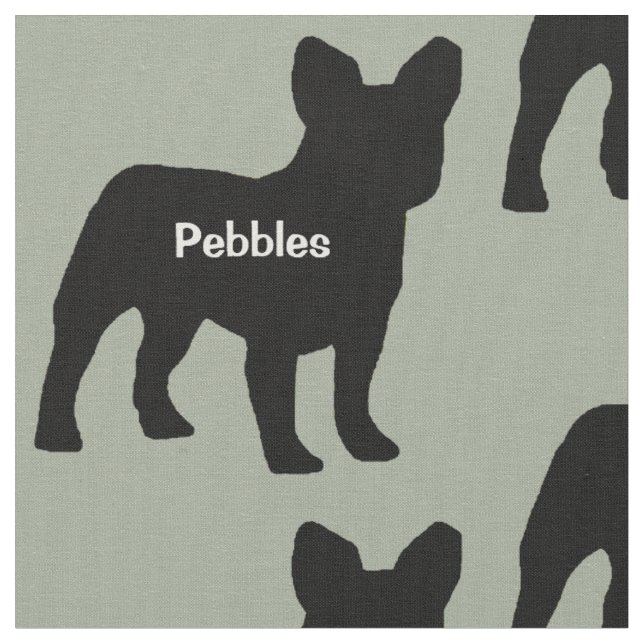 Custom French Bulldog Dog Silhouette Fabric (Close Up)
