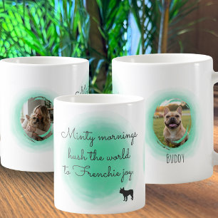 Custom French Bulldog Mug in Mint Green Watercolor