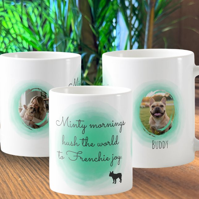 Custom French Bulldog Mug in Mint Green Watercolor (Creator Uploaded)