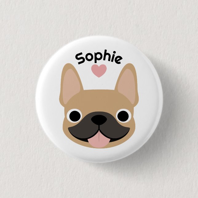 Custom French Bulldog Name Button pin (Front)