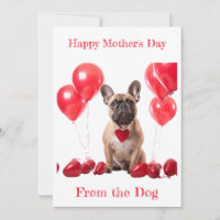 Custom French Bulldog Red Heart Collar Mother's Da