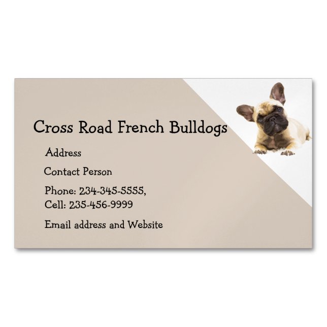 Custom French Bulldogs Dog Pet Animal Logo  Busine Magnetic Business Card (Front)