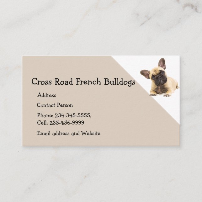 Custom French Bulldogs Dog Pet Animal Logo  Business Card (Front)